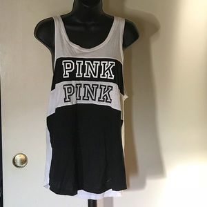 VS PINK Black and White Tank Top